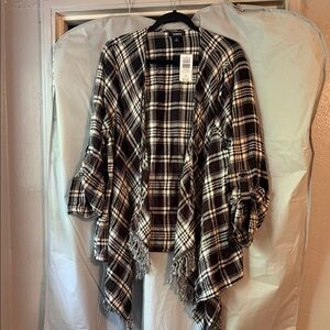 Torrid Plaid Cape with Fringe